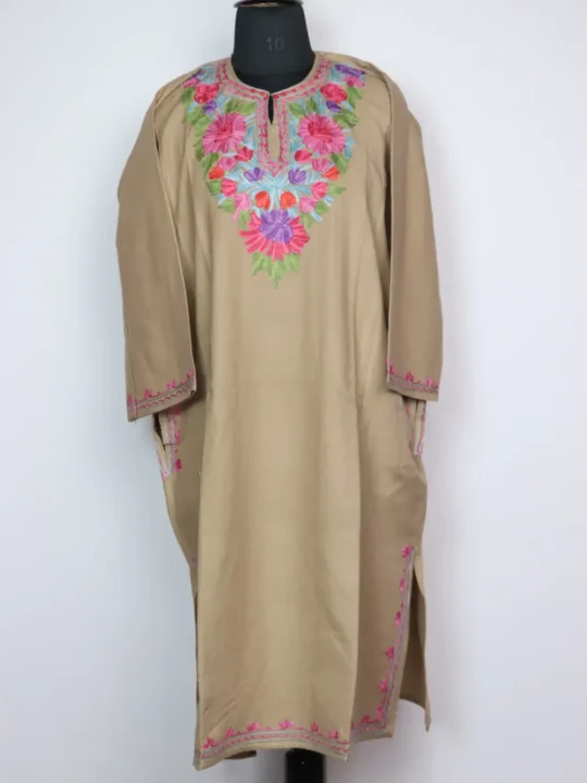 Bush Brown Cashmilon Wool Jashn-e-Rekhta with Aari Embroidery