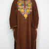 Cashmilon Dark Brown Woolen Pheran with Aari Work Jashn-e-Rekhta