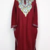 Cashmilon Wine Woolen Pheran Jashn-e-Rekhta with Aari Embroidery