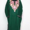 Jashn-e-Rekhta Dark Green Pheran with Aari Work in Cashmilon Wool