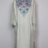 Cashmilon White Woolen Pheran with Aari Work Jashn-e-Rekhta