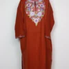 Cashmilon Rustic Orange Woolen Pheran Jashn-e-Rekhta with Aari Embroidery