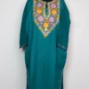 Oceanic Green Woolen Pheran Rekhta-e-Rooh with Aari Work in Cashmilon
