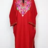 Rekhta-e-Rooh Red Woolen Pheran with Aari Work in Cashmilon