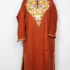 Rustic Orange Pheran with Aari Embroidery in Cashmilon Wool Rekhta-e-Rooh