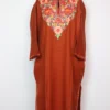Woolen Rustic Orange Pheran Rekhta-e-Rooh with Aari Work in Cashmilon