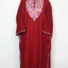Cashmilon Wool Maroon Pheran Liyana with Aari Embroidery
