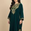 Nazakat Kashmiri Velvet Sea Green Pheran with Dabka Embroidery