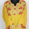 Mustard Aari Work Kurti in Ayzel Raffal Wool