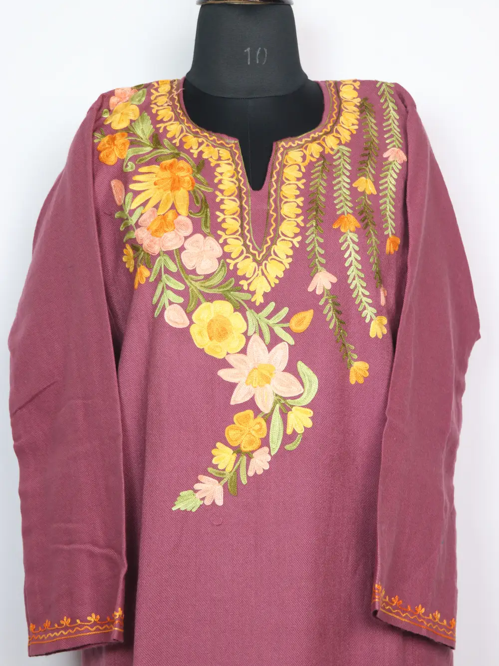Light Purple Cashmilon Wool 2pc Pheran Set with Aayat Aari Embroidery - Image 2