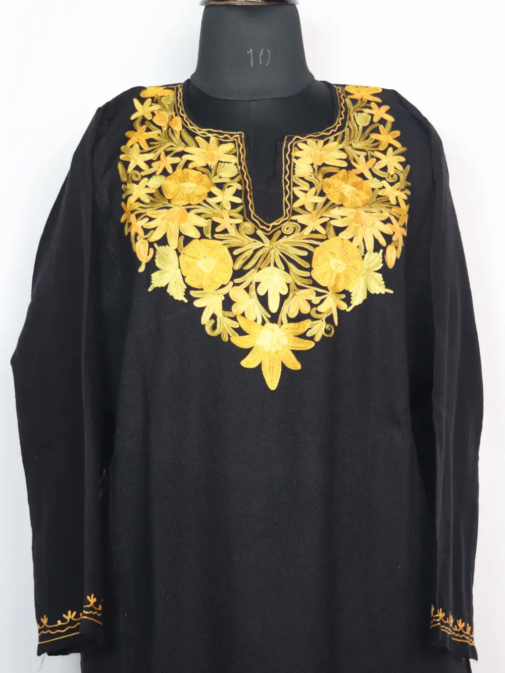 Black Cashmilon Wool Afsana 2pc Pheran Set with Aari Embroidery - Image 2