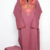 Loose Arbeen Light Purple Cashmilon Wool 2pc Pheran Set with Aari Work
