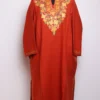 Cashmilon Jashn-e-Rekhta Woolen Orange Pheran with Aari Embroidery