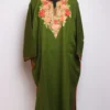 Mehndi Green Cashmilon Jashn-e-Rekhta Woolen Pheran with Aari Embroidery