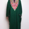 Dark Green Cashmilon Jashn-e-Rekhta Woolen Pheran with Aari Embroidery