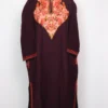 Cashmilon Wool Jashn-e-Rekhta Wine Pheran with Aari Embroidery