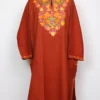 Rust Cashmilon Wool Pheran with Aari Embroidery Jashn-e-Rekhta