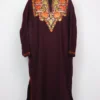 Wine Cashmilon Wool Pheran with Jashn-e-Rekhta Aari Embroidery