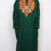 Cashmilon Wool Dark Green Pheran with Jashn-e-Rekhta Aari Embroidery