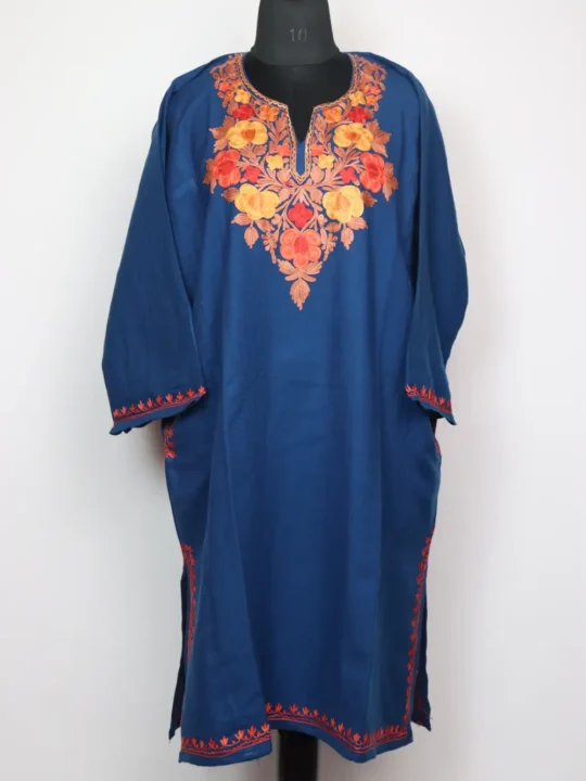 Royal Blue Cashmilon Wool Pheran with Jashn-e-Rekhta Aari Embroidery