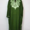 Olive Green Cashmilon Wool Dastan-e-Rekhta Pheran with Aari Embroidery