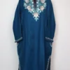 Loose Cashmilon Wool Blue Pheran with Aari Embroidery Dastan-e-Rekhta