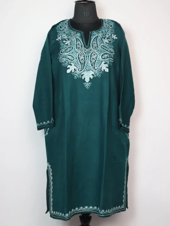 Dastan-e-Rekhta Blue Cashmilon Wool Pheran with Aari Embroidery