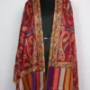 Red Polywool Stole With Kalamkari and Sozni Embroidery Farzana