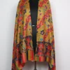 Laila Mustard Polywool Stole With Kalamkari and Sozni Embroidery