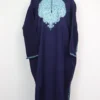 Zebah Kashmiri Indigo Blue Raffal Wool Pheran with Hand Aari Embroidery