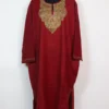 Loose Maroon Raffal Wool Zareen Pheran with Hand Sozni Work