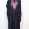 Black Loose Raffal Wool Sadiqah Pheran with Hand Sozni Work