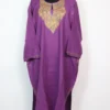 Mahir Loose Raffal Wool Purple Pheran with Hand Sozni Work