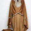 Hayat Loose 3pc Pheran Set in Brown Velvet with Zari Tilla Embroidery