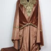 Loose Sabah 3pc Pheran Set in Brown Velvet with Zari Tilla Embroidery