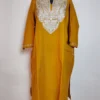 Nowhatta Mustard Cashmilon Pheran with Zari Embroidery Neck