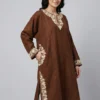 Kashmiri Brown Aari Work Jamila Pheran in Tweed
