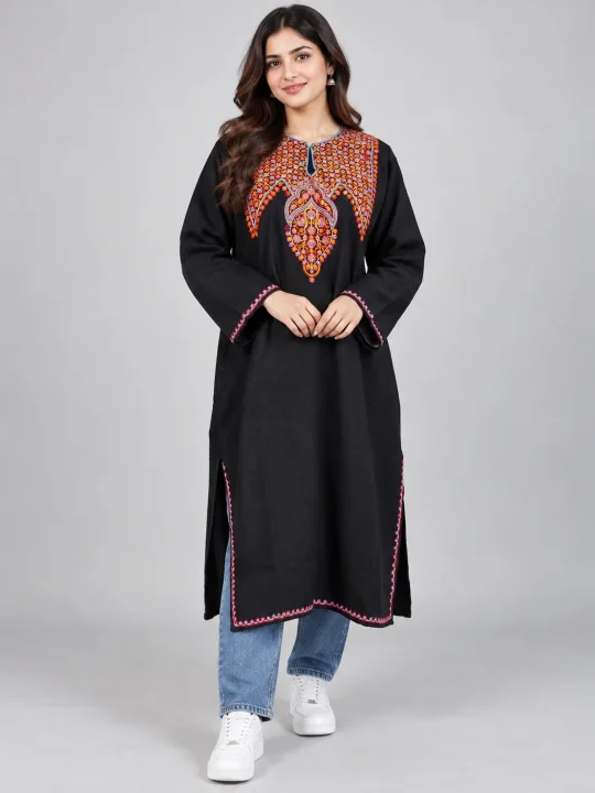 Black Cashmilon Kashmiri Pheran