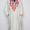 Rukhsan White Aari Work Pheran in Cashmilon Wool