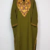 Hina Green Cashmilon Wool Pheran with Aari Embroidery
