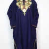 Dark Blue Cashmilon Wool Pheran with Aari Embroidery Ferozah