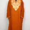 Mustard Cashmilon Wool Pheran with Gulshan Aari Embroidery