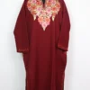 Maroon Cashmilon Wool Humaira Pheran with Aari Embroidery