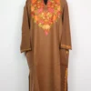 Brown Cashmilon Wool Pheran Rubab with Aari Embroidery