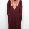Pareen Cashmilon Wool Wine Pheran with Aari Embroidery