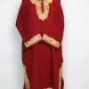 Maroon Border Aari Work Farhana Pheran in Cashmilon Wool