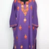 Purple Cashmilon Wool Booti Fiza Loose Pheran with Aari Embroidery
