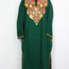 Mehrun Green Cashmilon Wool Pheran with Aari Embroidery