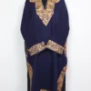 Dark Blue Cashmilon Wool Dark Blue Pheran Sanobar with Parveen Aari Embroidery and Collar