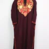 Aleena Cashmilon Wool Wine Pheran with Aari Embroidery